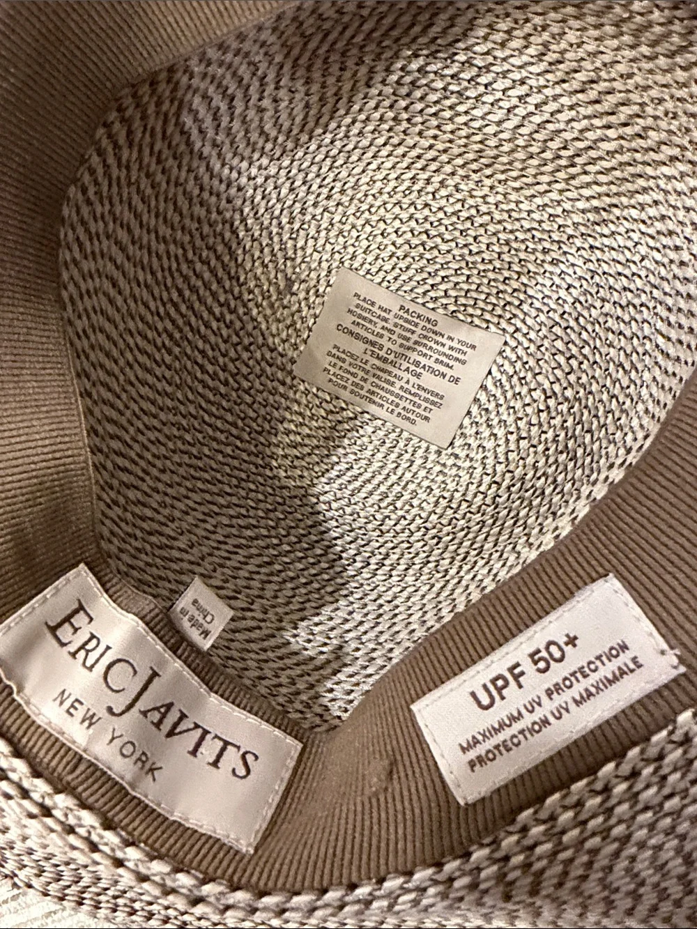 Eric Javits UPF + 50 Woven Wide-Brim Sun Hat — Taupe - Picture 8 of 10